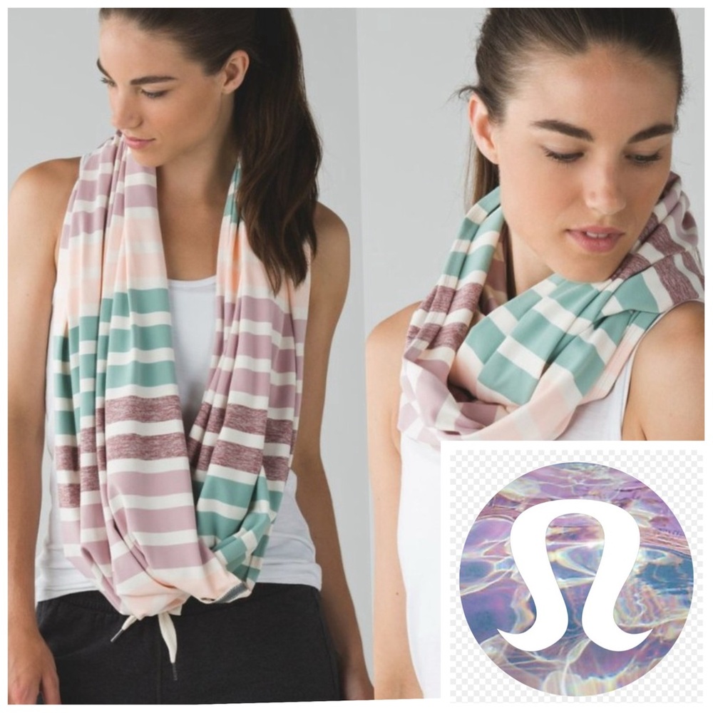 lululemon athletica Striped Infinity Scarf - Pink, Mint, and White